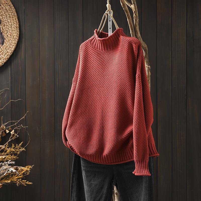 Jade green knit sweater for women by Christine Brewer, featuring a cozy, textured design and a relaxed fit.