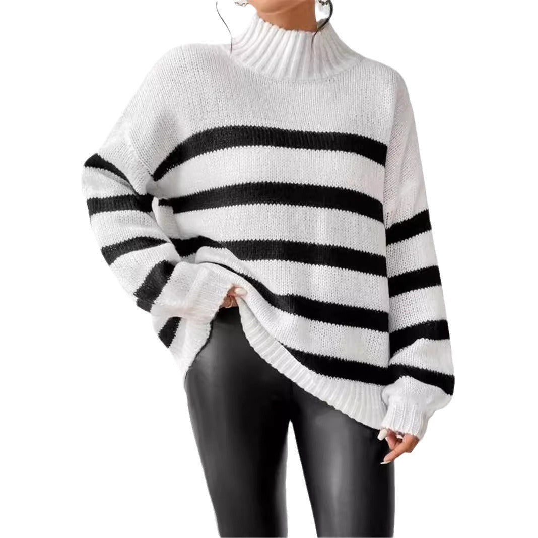 Women’s knit sweater by Christine Brewer, Miriam, featuring a cozy, stylish design with a high neckline and textured fabric.