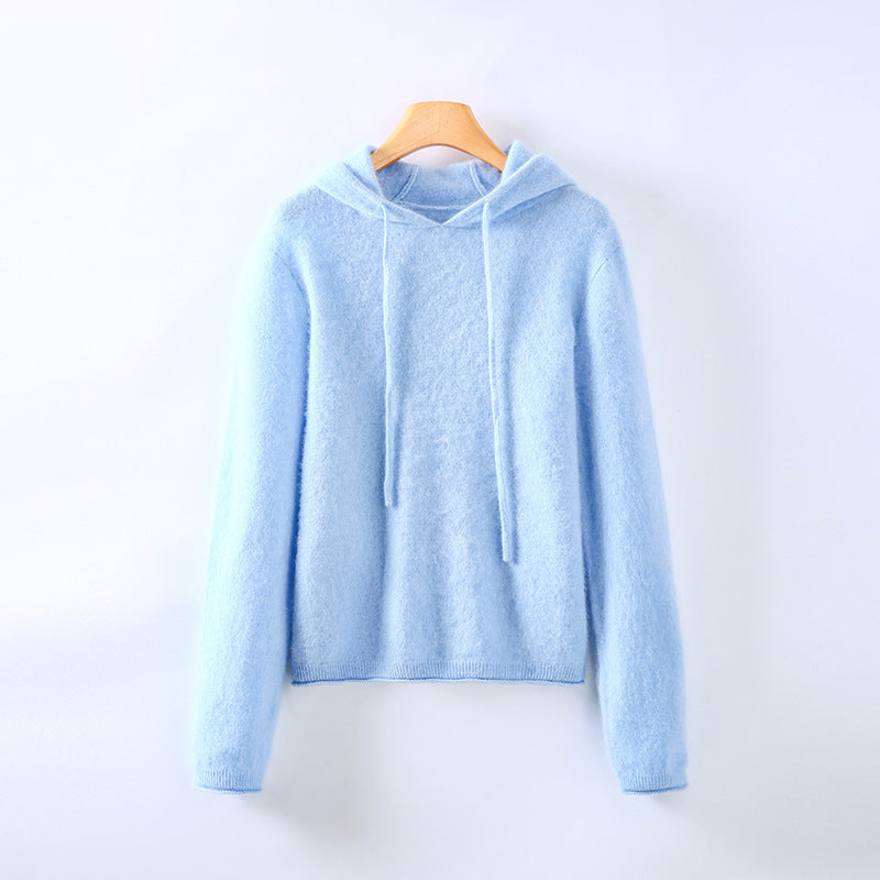 Athena | Cashmere Sweater Hoodie Knit Pullover Hooded Women Winter Warm Lightweight Soft
