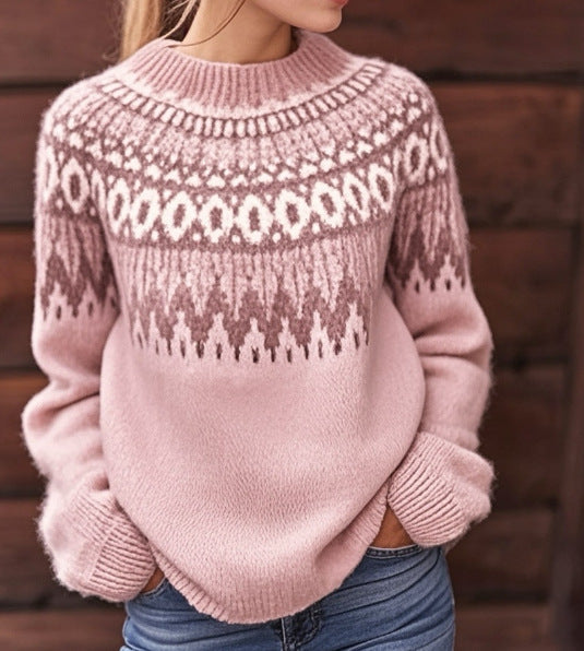 Willa knit sweater for women by Christine Brewer, featuring a cozy, textured knit design in neutral tones.