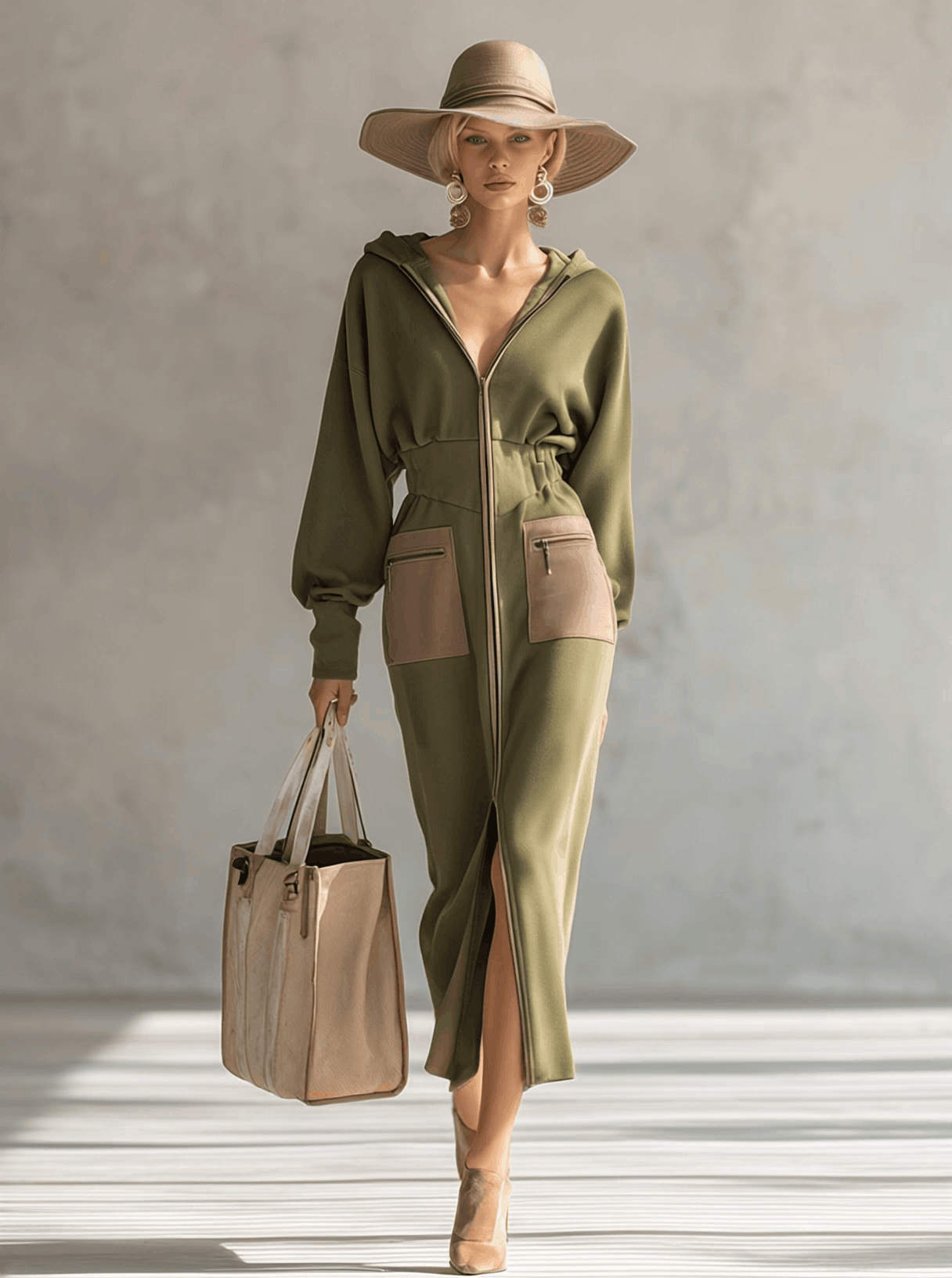 Green long sleeve maxi dress by Christine Brewer featuring elegant evening dress design with flowing fabric and fitted silhouette.