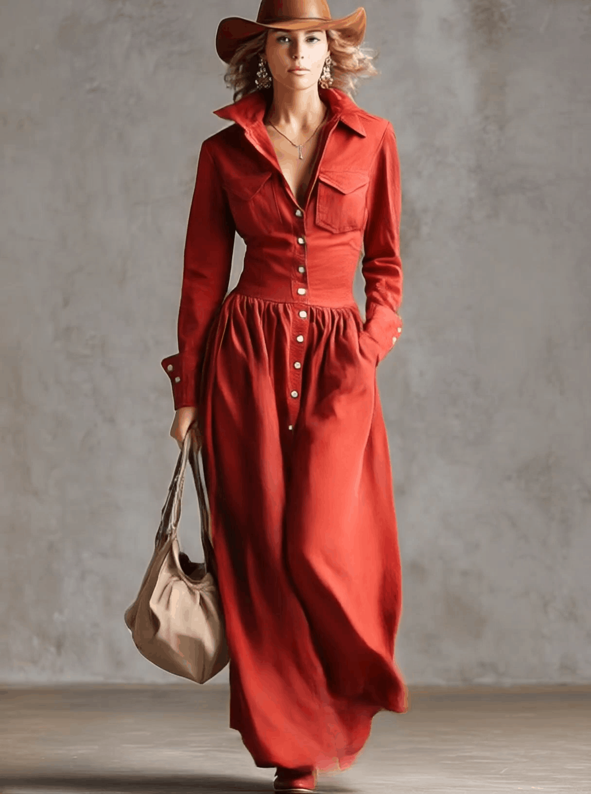 Red linen maxi dress by Christine Brewer featuring a casual, flowing silhouette and a comfortable, stylish fit.