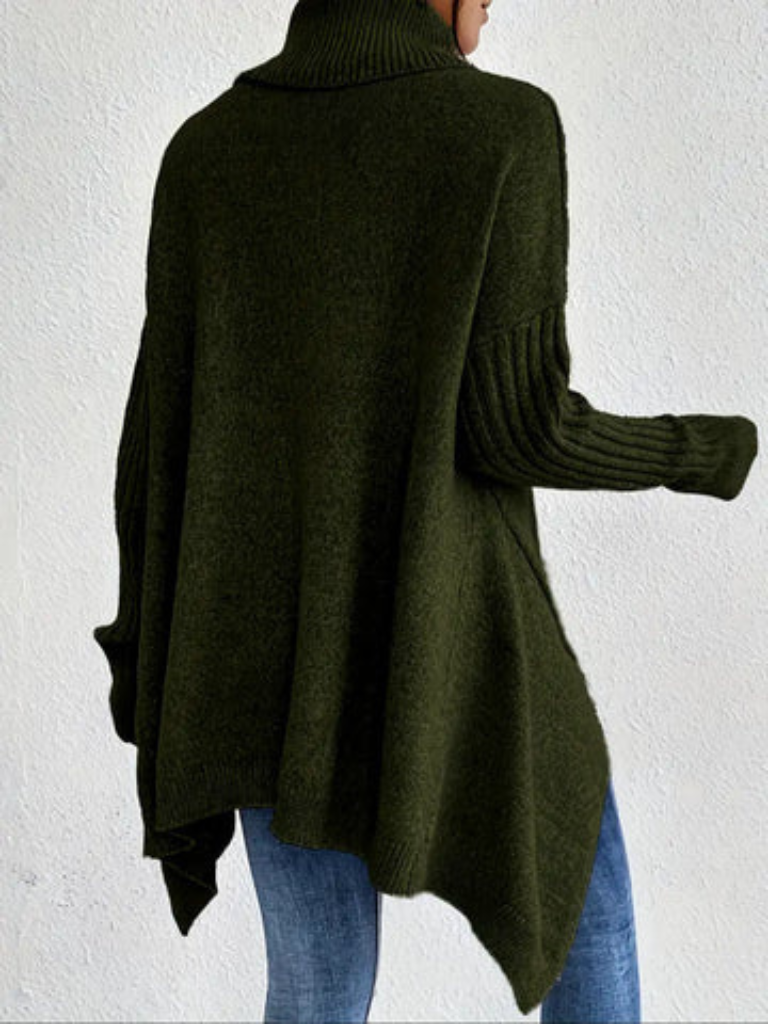 Women's high neck sweater by Christine Brewer featuring a cozy fit and stylish design, shown in a neutral color.