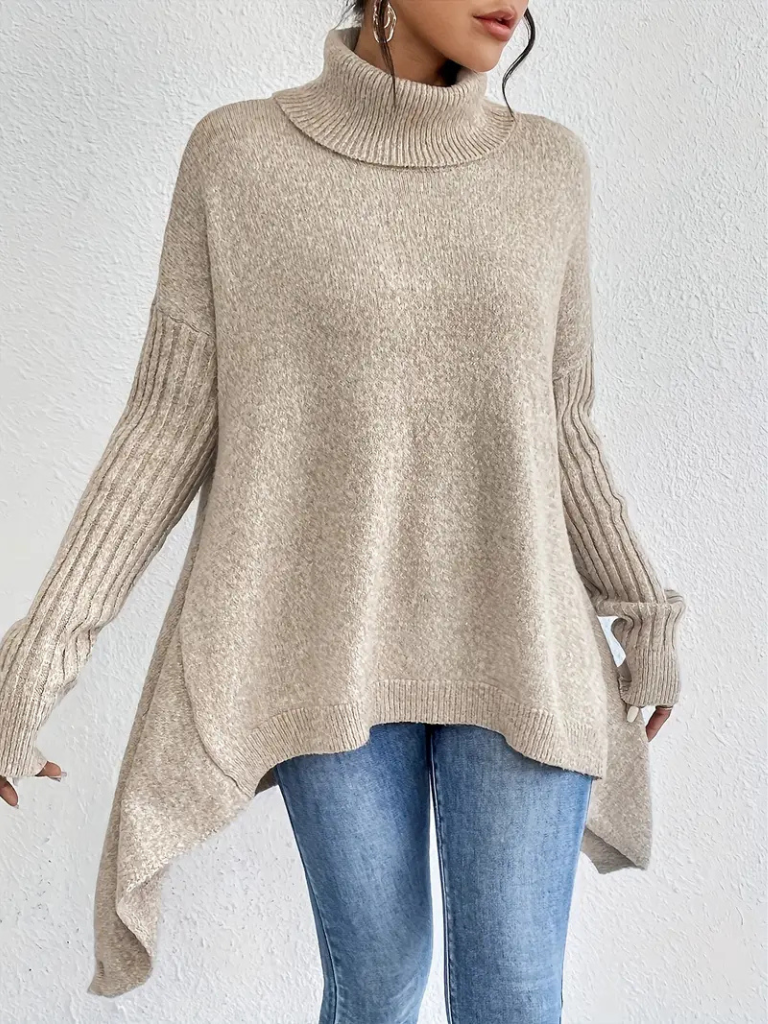 Christine Brewer Alexa high neck women's sweater in soft knit, featuring a cozy, stylish design with a fitted silhouette.
