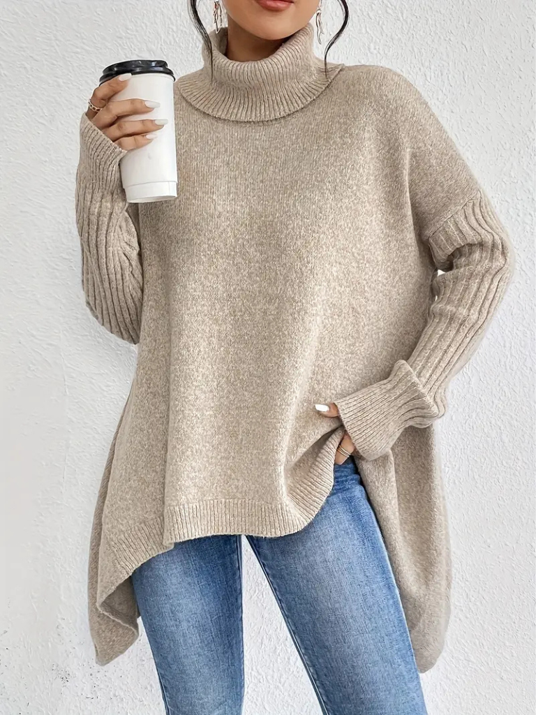 Christine Brewer Alexa high neck women's sweater, soft knit, in a cozy fit, featuring a stylish high neckline and long sleeves.