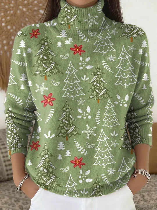 Christine Brewer Annabelle turtleneck floral sweater for women, featuring colorful floral patterns and cozy knit fabric.