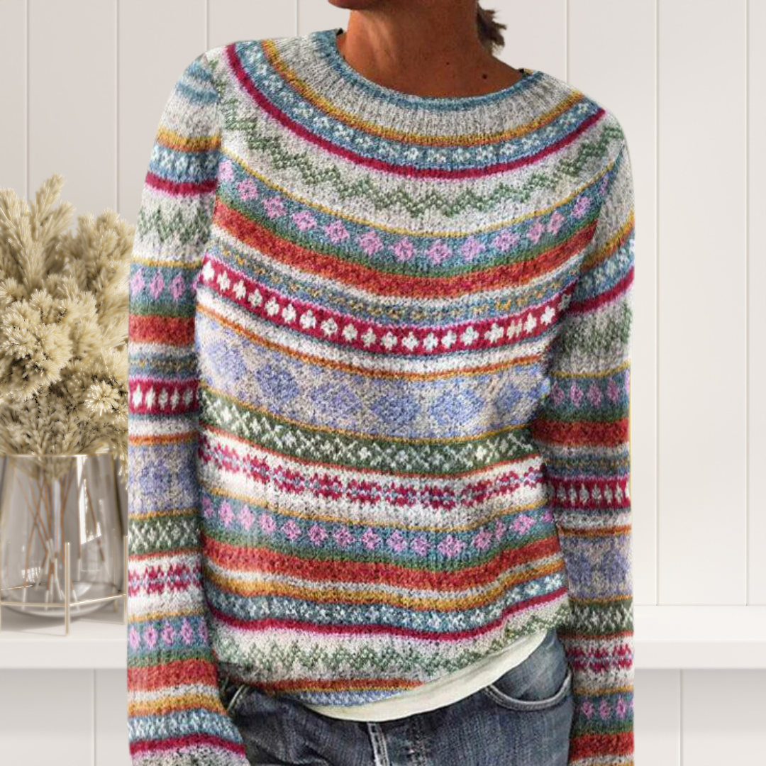 Winnie knit sweater for women from Christine Brewer's #1752 Collection, featuring a cozy, stylish design in soft fabric.