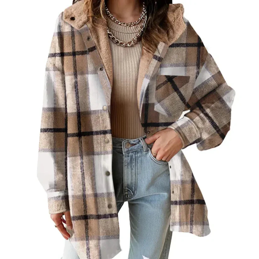 Estella | Plaid Hooded Teddy Coat for Women