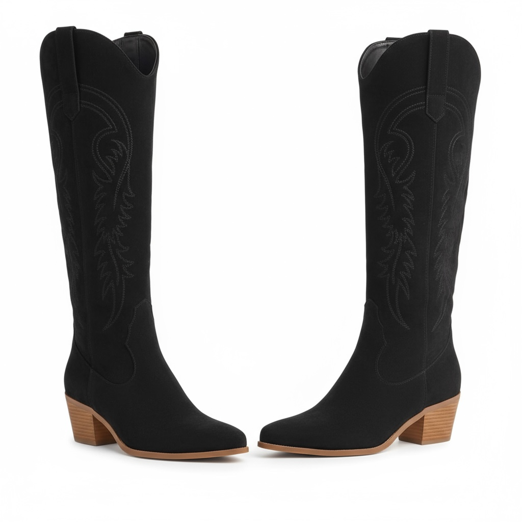 Emma1 | Cowboy Boots, Knee High Boots, Western Boots, Women, Block Heel, Pull On, Cowgirl,