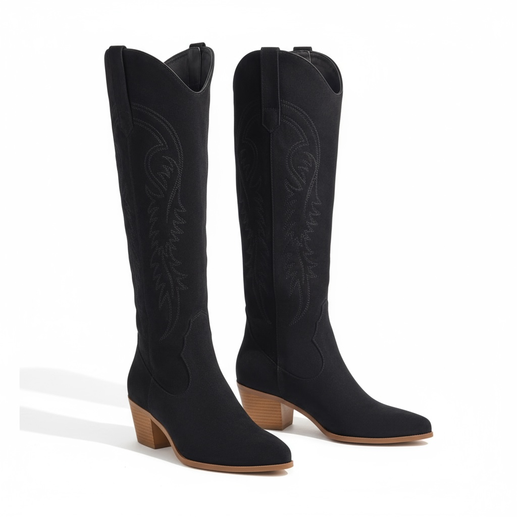Emma1 | Cowboy Boots, Knee High Boots, Western Boots, Women, Block Heel, Pull On, Cowgirl,