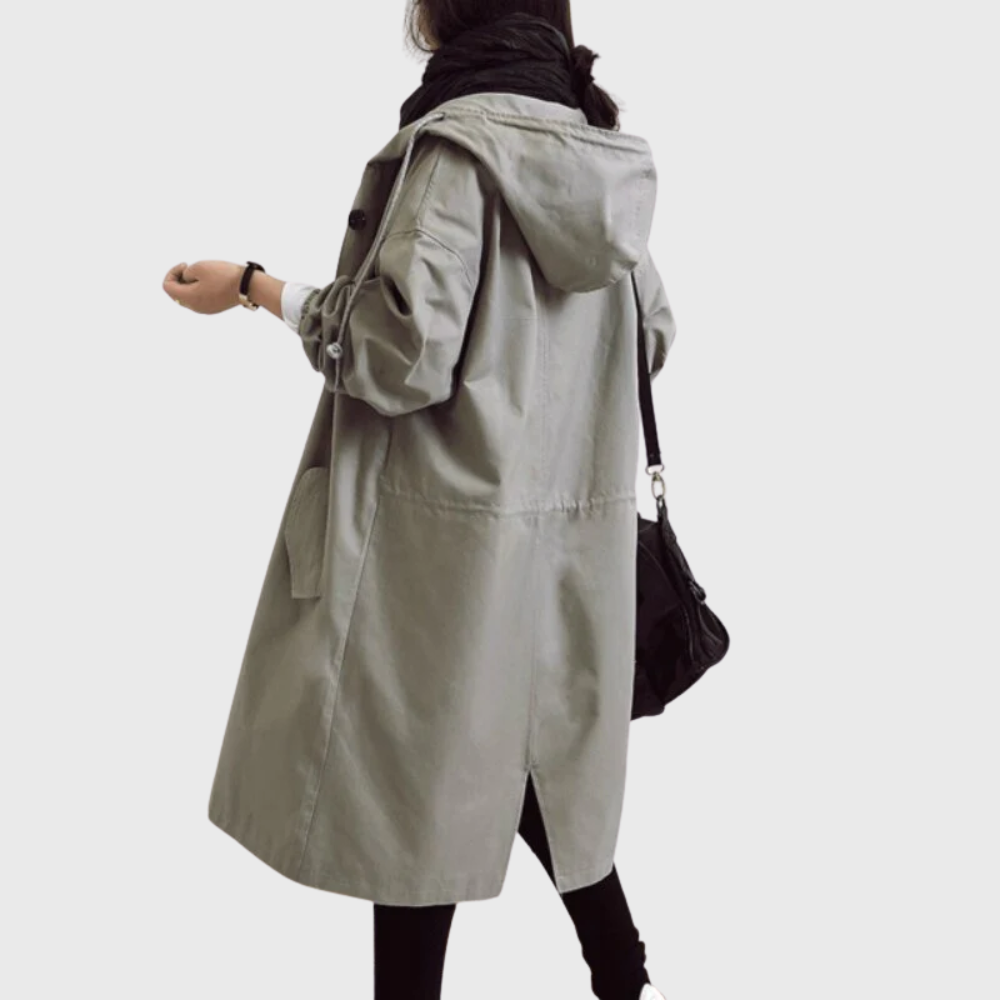 Aubrey | Longline Hooded Trench Coat for Women