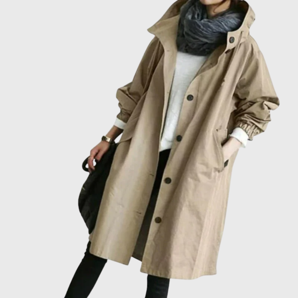 Aubrey | Longline Hooded Trench Coat for Women