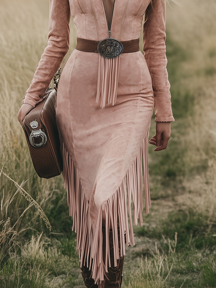 Pink tassel midi dress by Christine Brewer featuring casual style, flowing fabric, and tassel details perfect for warm weather.