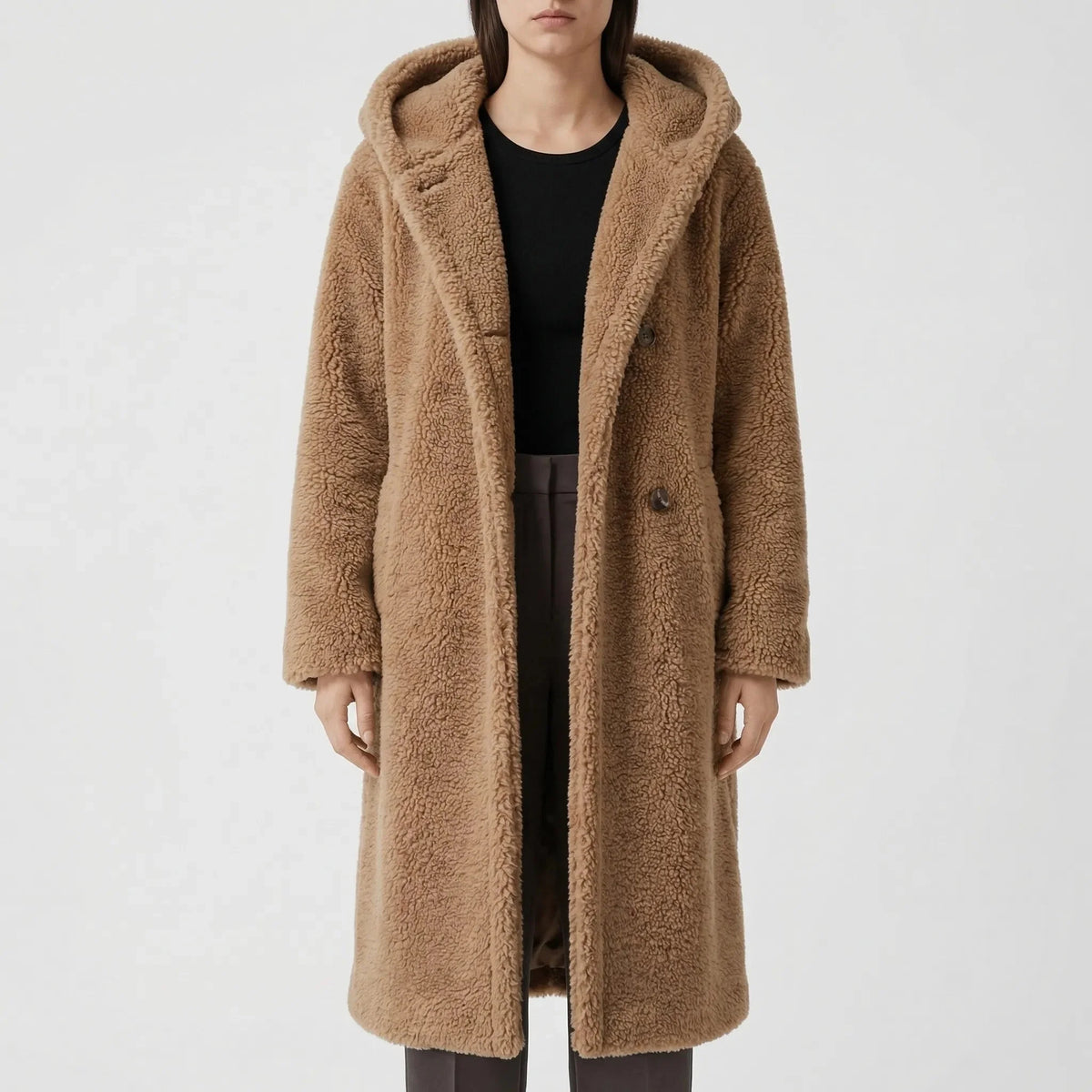 Gail | Faux Fur Hooded Button-Front Teddy Coat for Women