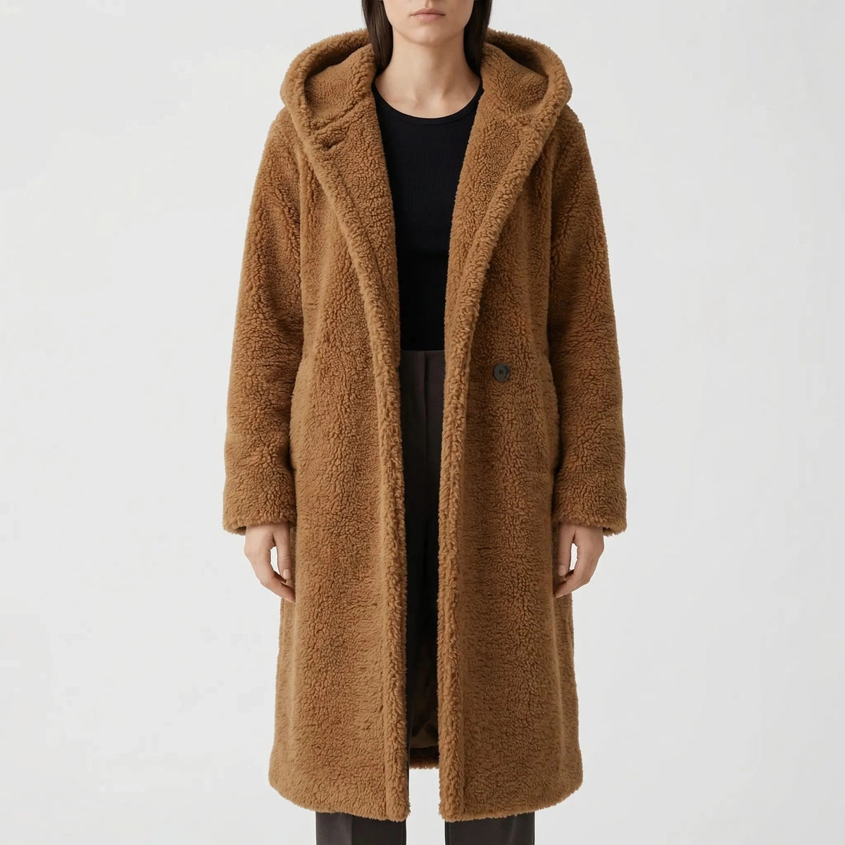 Gail | Faux Fur Hooded Button-Front Teddy Coat for Women