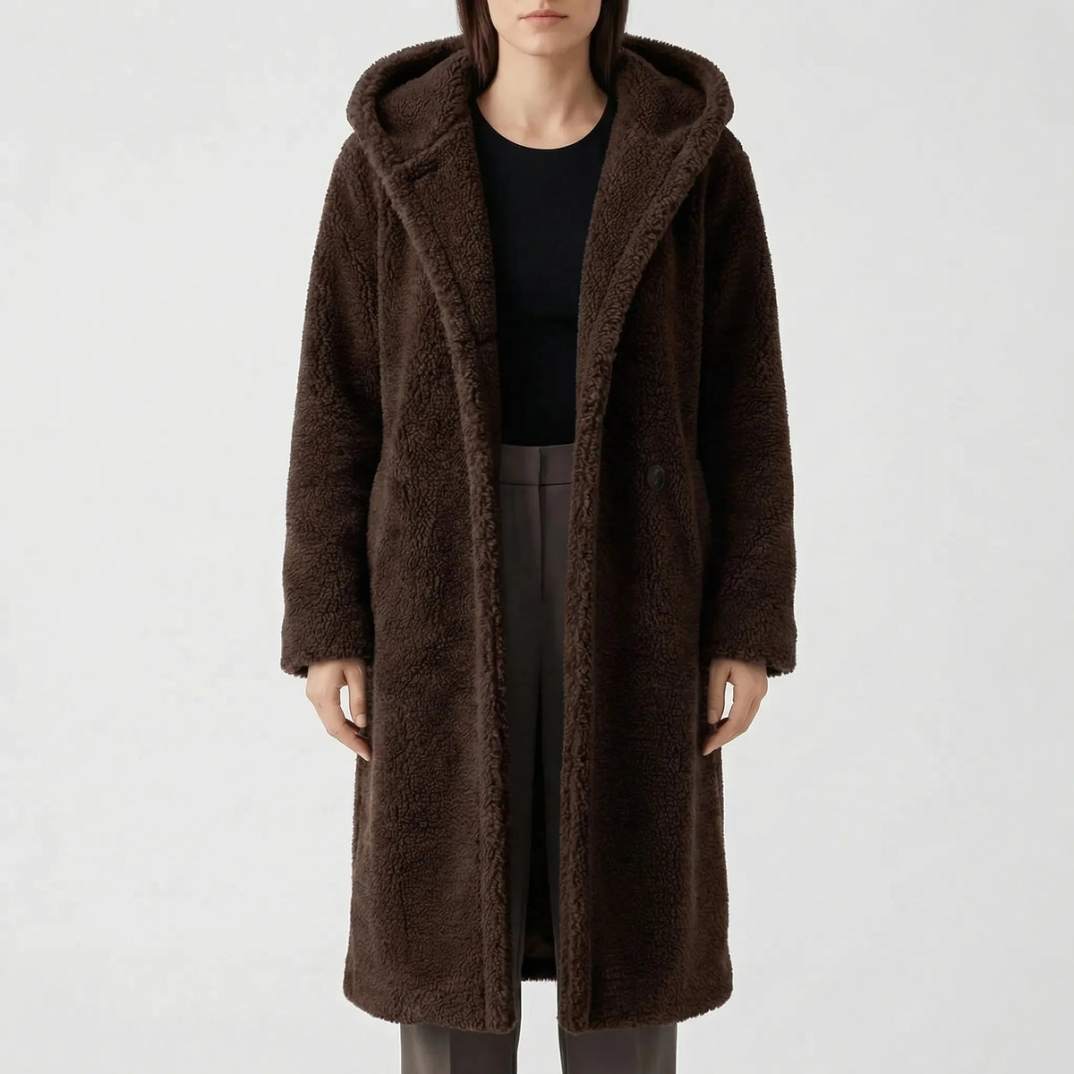 Gail | Faux Fur Hooded Button-Front Teddy Coat for Women