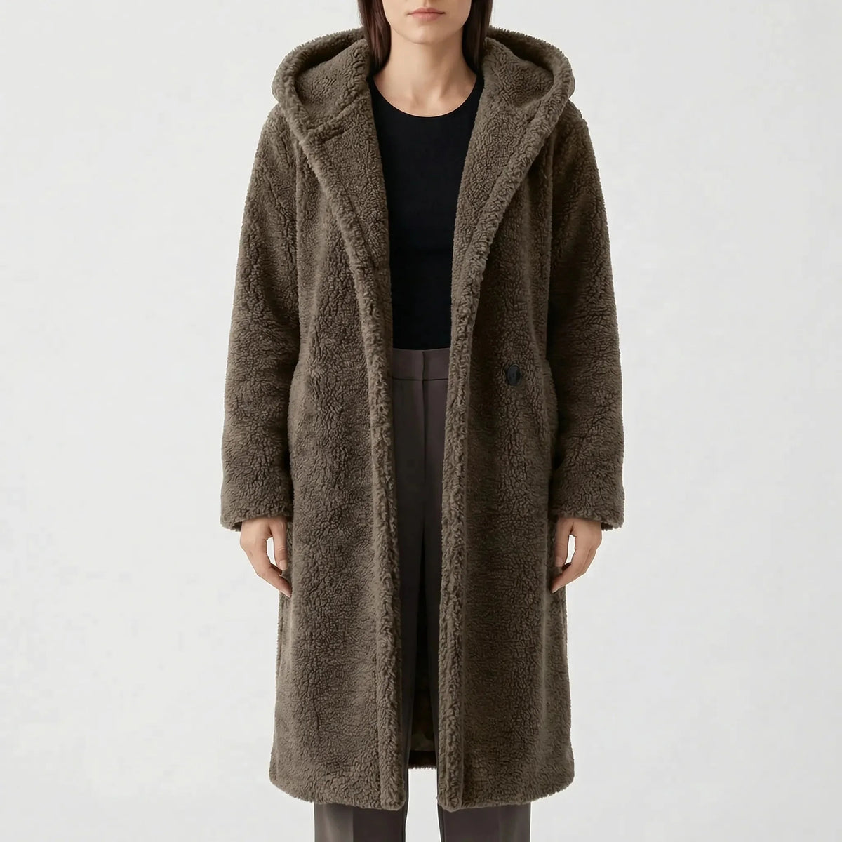 Gail | Faux Fur Hooded Button-Front Teddy Coat for Women