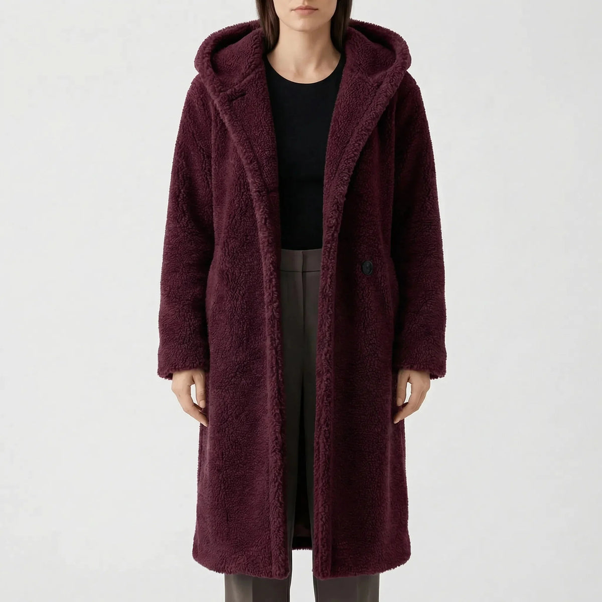 Gail | Faux Fur Hooded Button-Front Teddy Coat for Women