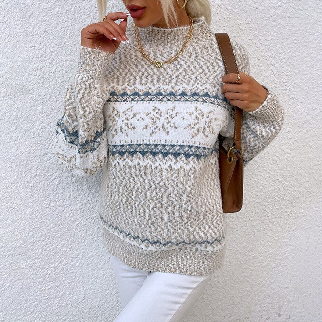 Constance knit sweater for women by Christine Brewer, featuring a cozy, stylish design in soft, neutral tones.