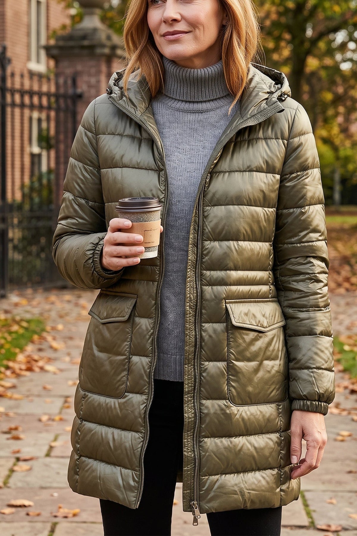 Jutta | Women's Long Winter Coat Hooded Quilted Insulated Warm Zip-Up