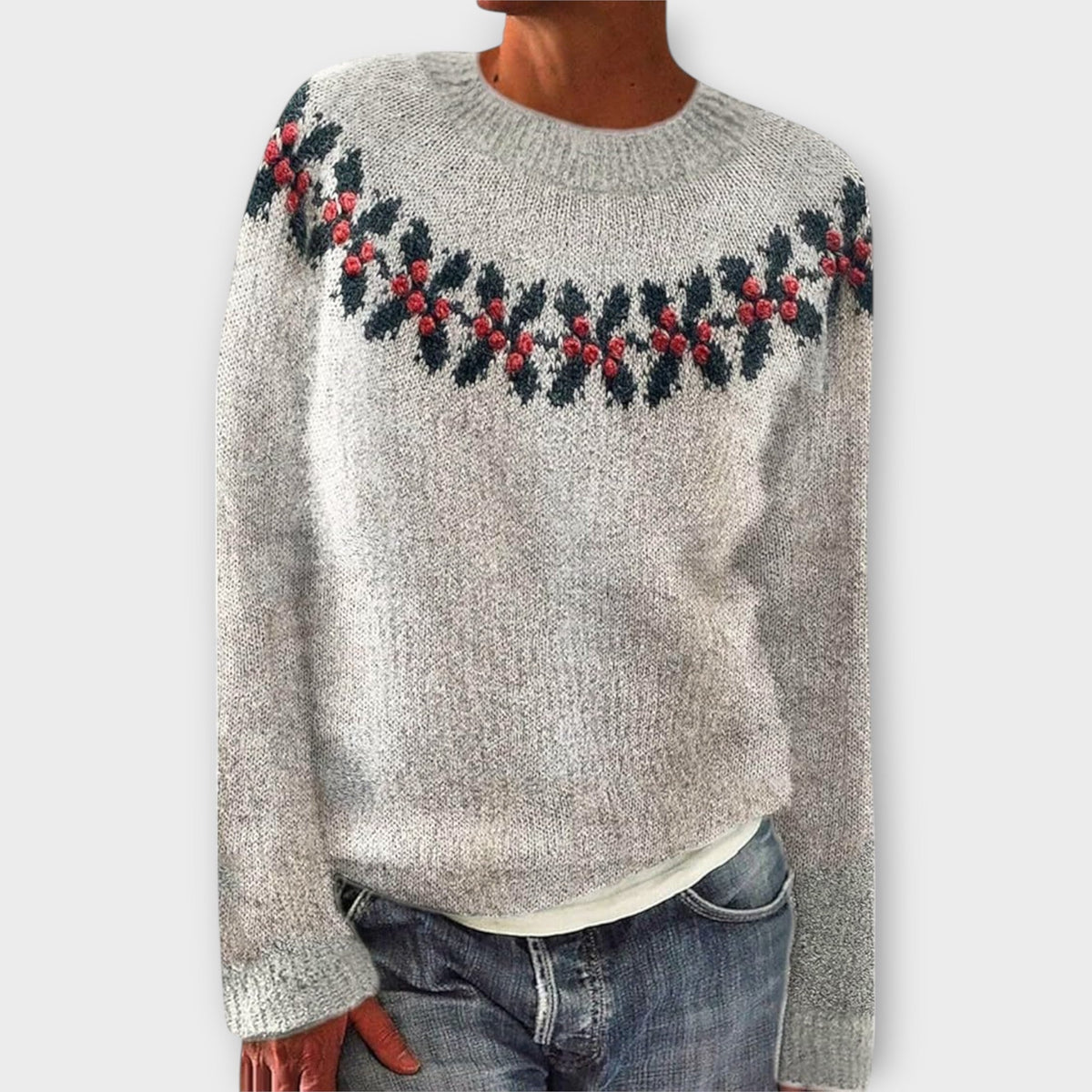 Gabrielle | Christmas Relaxed-Fit Crew Neck Sweater for Women