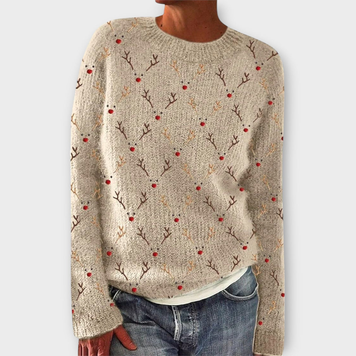 Gabrielle | Christmas Relaxed-Fit Crew Neck Sweater for Women