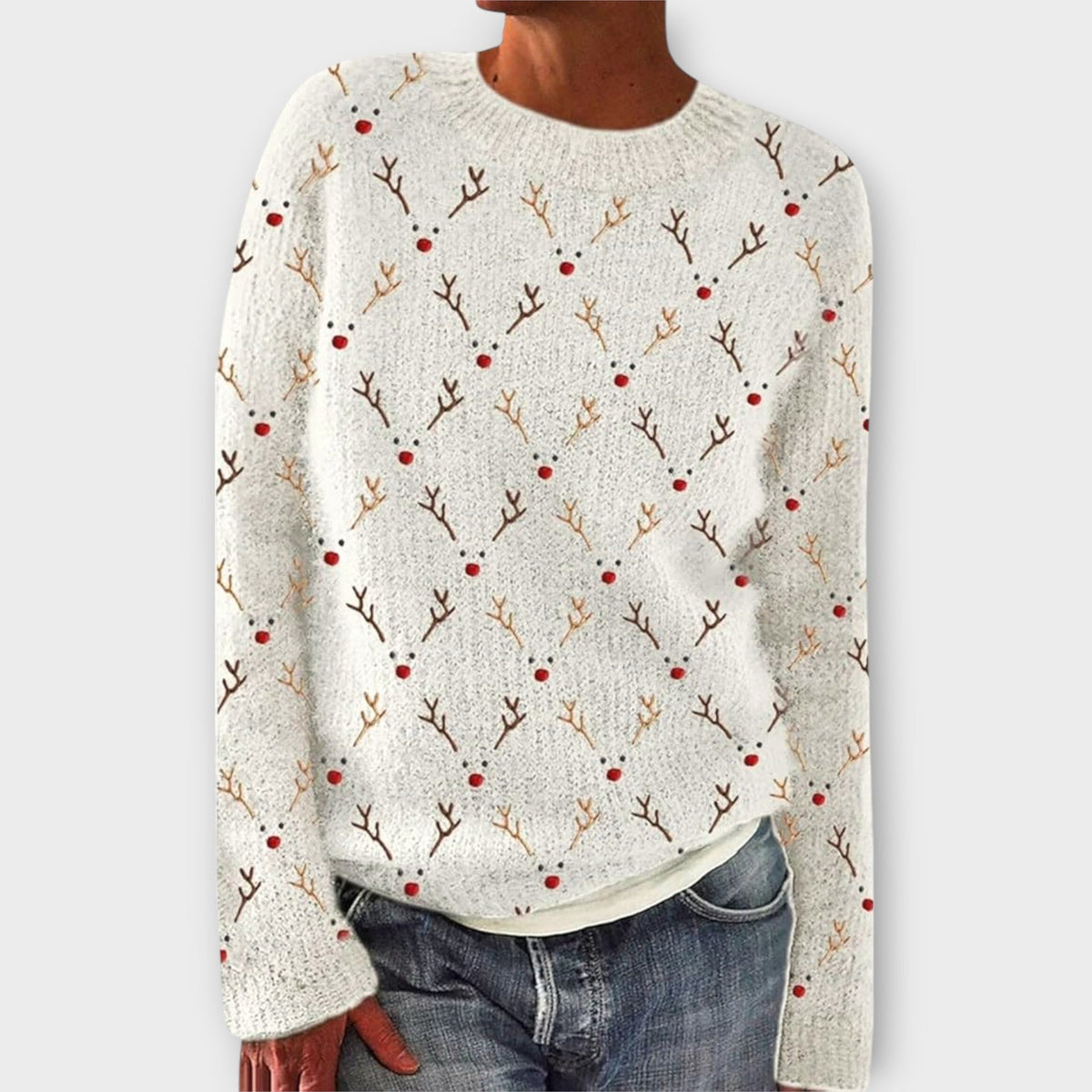 Gabrielle | Christmas Relaxed-Fit Crew Neck Sweater for Women