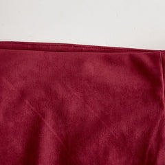 Red faux suede slit midi dress by Christine Brewer featuring a casual style, fitted silhouette, and stylish slit design.