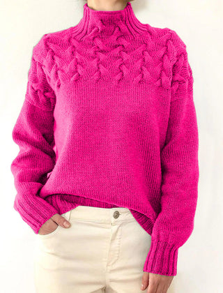 Light pink Tessa turtleneck sweater for women from Christine Brewer, featuring cozy knitwear and a classic turtleneck design.