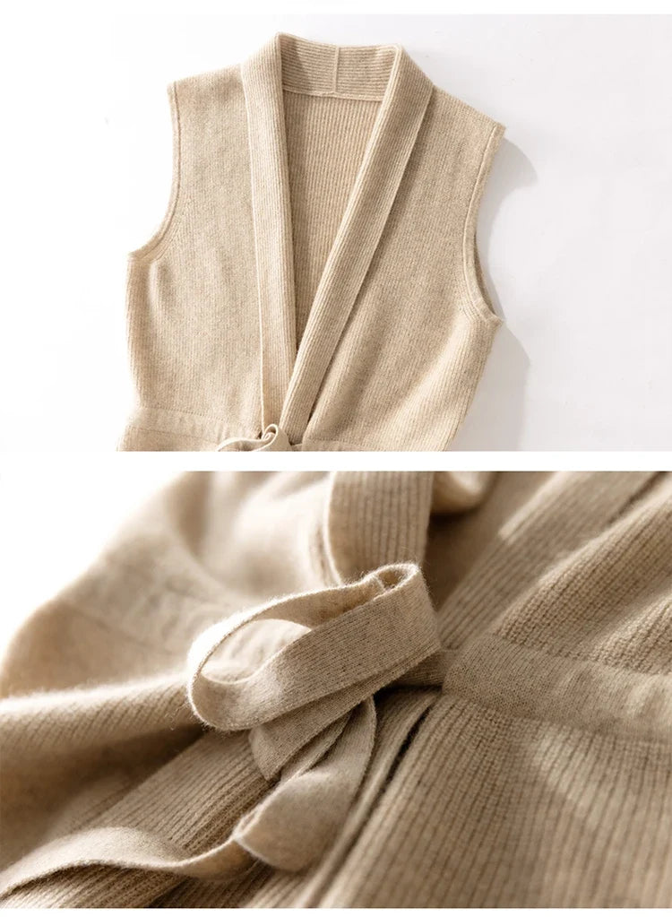 Christine Brewer Courtney cashmere wool knit sweater vest for women, featuring a soft, cozy knit with a classic fit and V-neck design.