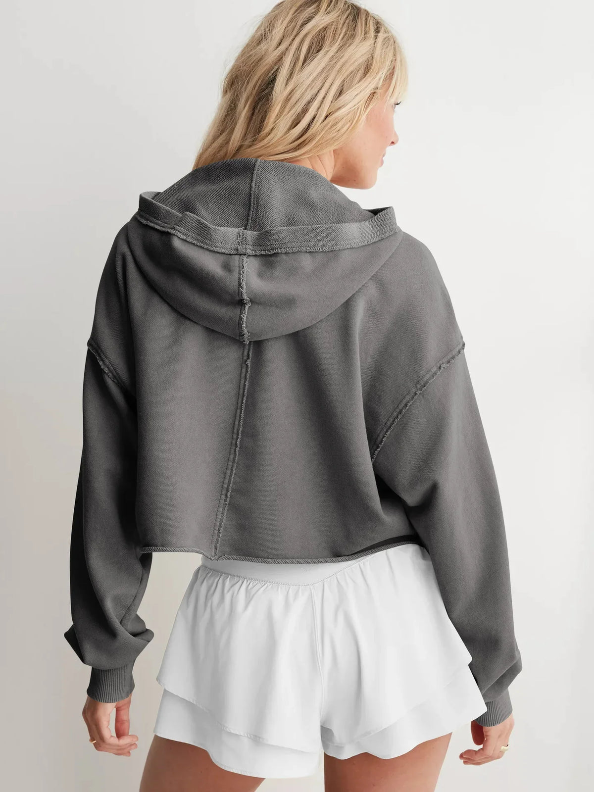 Christine Brewer Eleanor women's cropped hoodie in soft fabric, featuring a relaxed fit and stylish design.