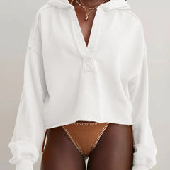 Pink Eleanor cropped hoodie for women by Christine Brewer, featuring a casual fit and soft fabric, perfect for everyday wear.