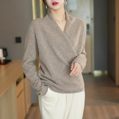 Women’s Gwen cashmere V-neck sweater by Christine Brewer, featuring soft, luxurious knit fabric and classic fit.