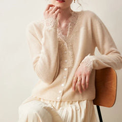 Elsa cashmere cardigan for women by Christine Brewer, featuring a soft, cozy knit in a stylish, versatile design.
