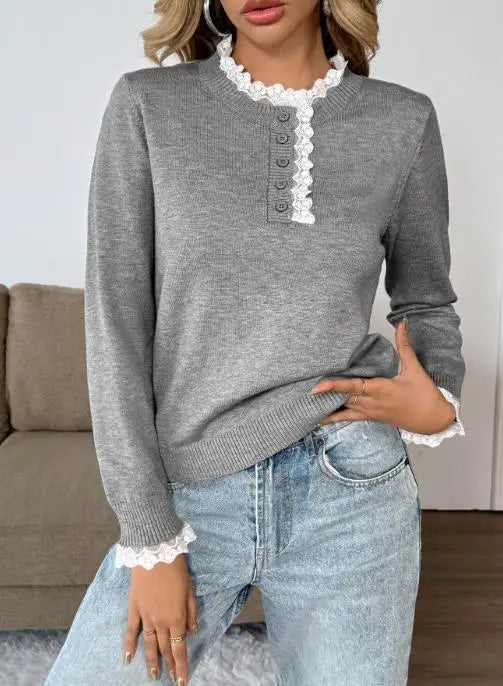 Women’s knit sweater by Christine Brewer, featuring a cozy, stylish design with a soft texture and classic fit.