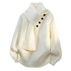 Nina ribbed scarf neck sweater for women by Christine Brewer, featuring a cozy knit design and a stylish, fitted silhouette.