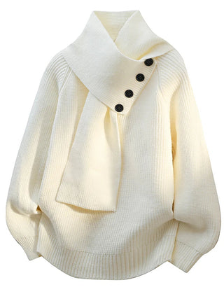 Nina ribbed scarf neck sweater for women by Christine Brewer, featuring a cozy knit design and a stylish, fitted silhouette.