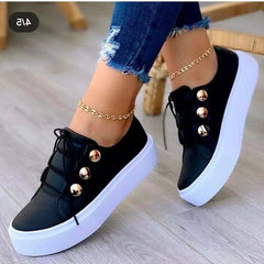 Comfortable women's orthopedic round toe platform sneakers by Christine Brewer, designed for easy walking and support.