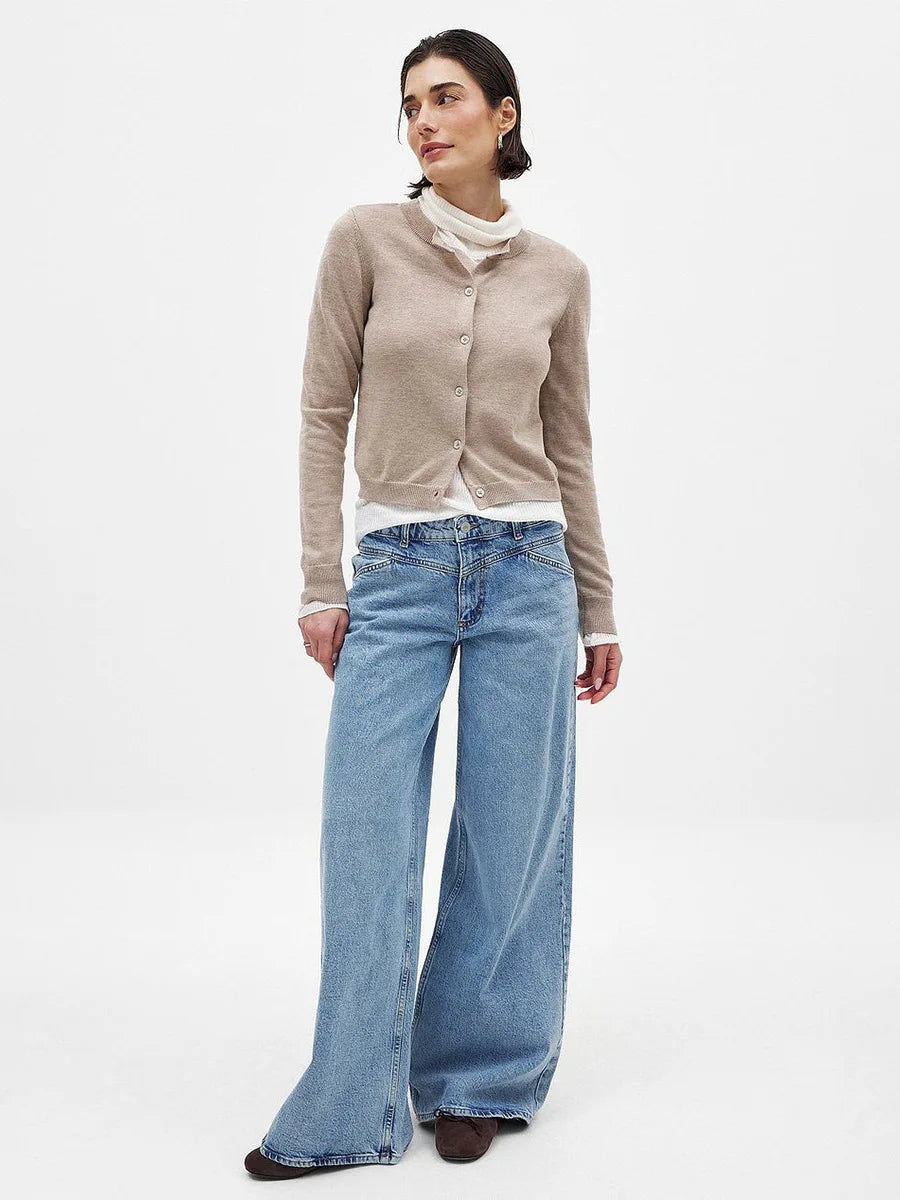 Women’s knit cardigan by Christine Brewer, Finley, in soft fabric with a relaxed fit and button-front design.
