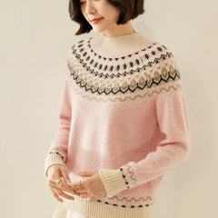 Christine Brewer Jolene cashmere mock neck sweater for women, shown in a cozy, soft fabric with a fitted design.