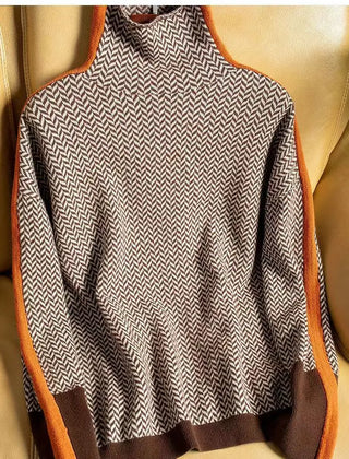 Cream-colored Sofia turtleneck sweater for women from Christine Brewer's #1752 Collection, featuring a cozy, fitted design.