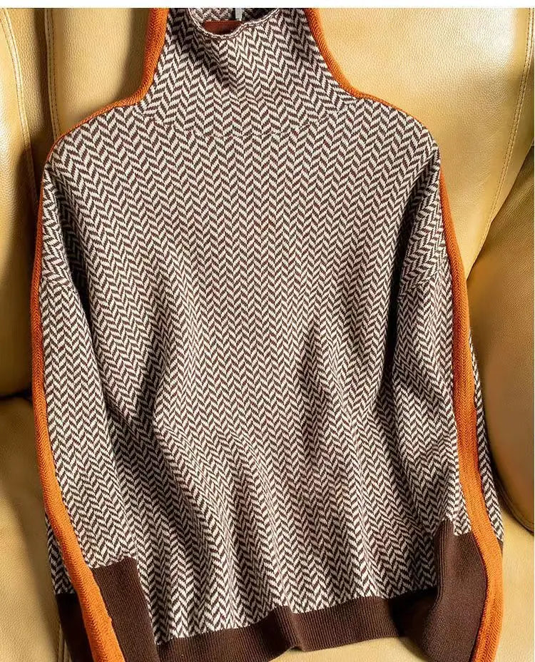 Pink tailored turtleneck sweater from Christine Brewer's #1752 Collection featuring a versatile, fitted design.
