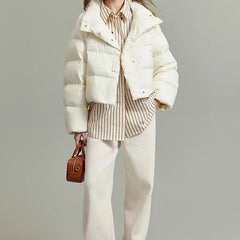 Women's Hannah cropped quilted parka by Christine Brewer, featuring a stylish quilted design and a comfortable cropped fit.