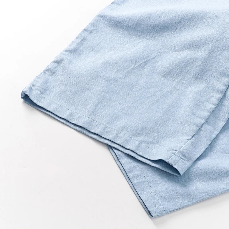 Women’s Cotton Linen Wide Leg Drawstring Trousers by Christine Brewer, loose pull-on pants with relaxed fit and comfortable style.
