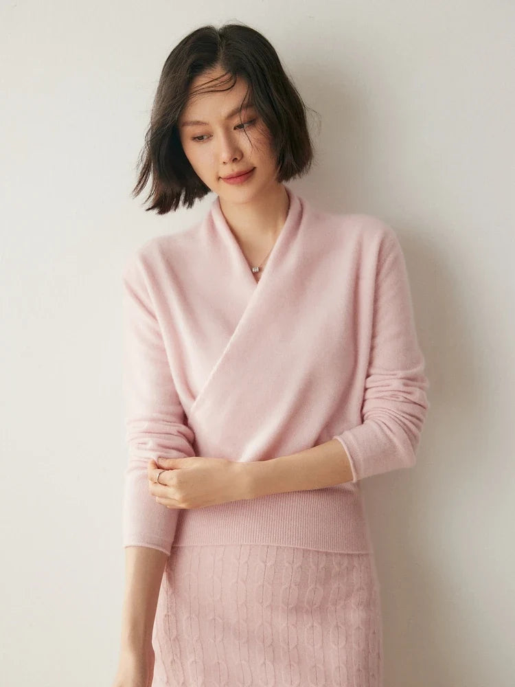 Women’s Dawn cashmere sweater by Christine Brewer, soft beige knit with a relaxed fit and classic crew neckline.