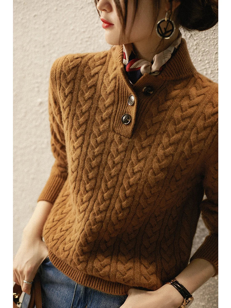 Florentine | Cable-Knit Button-Front Sweater for Women