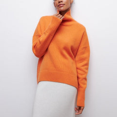 Christine Brewer Iris women's turtleneck sweater in autumn style, featuring cozy knit fabric and a fitted silhouette.