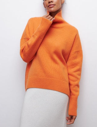 Christine Brewer Iris women's turtleneck sweater in autumn style, featuring cozy knit fabric and a fitted silhouette.