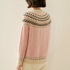 Christine Brewer Jolene cashmere mock neck sweater for women, soft beige knit with ribbed collar and long sleeves.