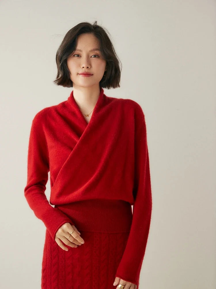 Women’s cashmere sweater by Christine Brewer, Dawn style, featuring a soft, cozy knit in a versatile neutral color.